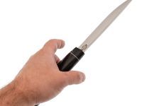 Нож Северный средний, сталь Х12МФ, черный граб, с окованным долом