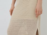 Юбка макси ажурной вязки, Бежевый