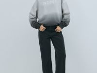 Свитшот с градиентом и принтом, Серый