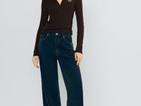 Джемпер поло из пряжи с модалом, Коричневый