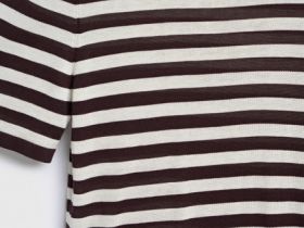 Джемпер в полоску с коротким рукавом, Коричневый