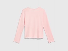 Лонгслив в рубчик для девочек, Розовый