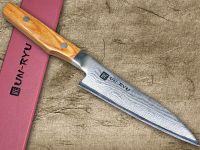 Кухонный нож овощной Shimomura, сталь VG-10 Damascus, рукоять pakka wood