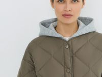 Стёганая куртка с капюшоном, Желтый