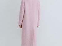 Длинное двубортное пальто из шерсти, Розовый