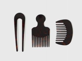 Набор аксессуаров для волос: гребень, расческа и заколка-шпилька, Коричневый