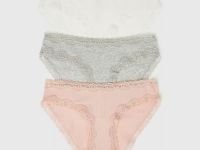 Классические трусы-брифы с кружевом, 3 шт., Розовый
