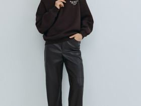 Толстовка с принтом и воротником на молнии, Коричневый