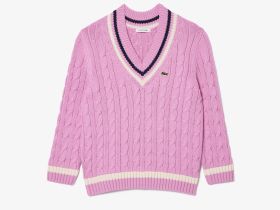 Женский вязаный свитер Lacoste c V-образным вырезом