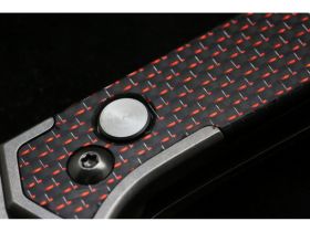 Полуавтоматический складной нож Magnum Rubico Auto - Boker 01SC054, сталь 440A Stonewash, рукоять карбон/нержавеющая сталь, чёрно-красный