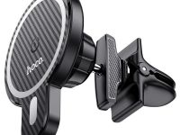 Автомобильный держатель Hoco (CA85) для смартфона с беспроводной зарядкой 5W/7W/10W/15W в воздуховод (черный)