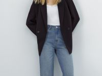 Широкие джинсы с высокой посадкой, Голубой