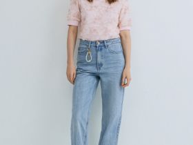 Джемпер с декором из кружева, Розовый