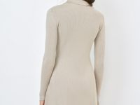 Вязаное платье мини, Бежевый