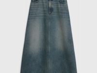 Расклёшенная джинсовая юбка миди, Синий