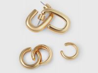 Набор серёжек с каффами, Золотой