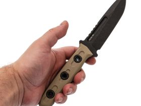 Тактический нож N.C.Custom Parachuter сталь AUS-10, покрытие Black Stonewash, рукоять Tan G10