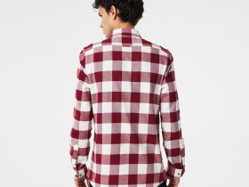 Мужская клетчатая рубашка Lacoste приталенного кроя