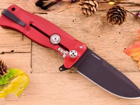 Нож складной LionSteel SR11A RB RED, сталь Uddeholm Sleipner® Black Finish, рукоять алюминий (Solid®), красный