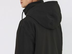 Удлинённая куртка с капюшоном, Черный