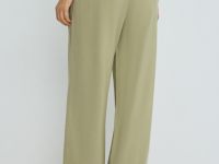 Прямые брюки с поясом на резинке, Зеленый