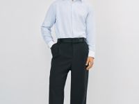 Рубашка с контрастным воротником, Белый