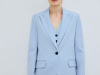 Однобортный жакет из поливискозы, Голубой
