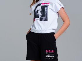 Комплект трикотажный для девочек: фуфайка (футболка), шорты