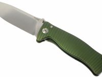 Нож складной LionSteel SR1A GS GREEN, сталь D2 Satin Finish, рукоять алюминий (Solid®), зелёный