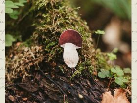 Деревянная брошка Дворникова А. "Белый грибочек"