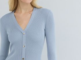 Вязаное платье мини, Голубой