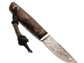 Нож Волчий Век Слоненок Custom, сталь PGK, рукоять стаб.кап ореха