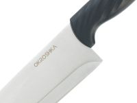 Нож кухонный Сантоку Okroshka Crouton 18.7 см, сталь 5cr15mov, рукоять пластик, черный