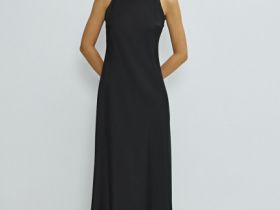 Платье макси из сатина, Черный