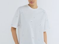 Футболка с цветочным декором из пайеток, Белый