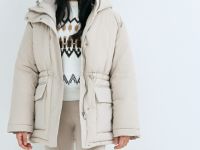 Пуховик для девочек, Бежевый