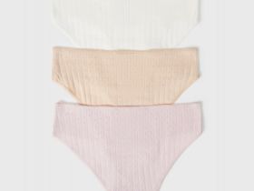 Трусы-слипы с кружевом для девочек, 3 шт., Бежевый