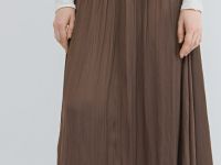 Юбка из ткани с жатым эффектом, Коричневый