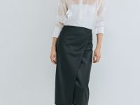 Юбка миди из искусственной кожи, Черный