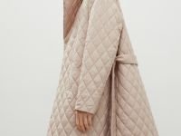 Стеганое утепленное пальто с поясом