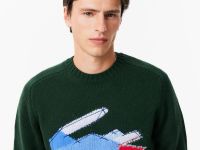 Мужской шерстяной свитер Lacoste с круглым вырезом