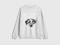 Вязаный джемпер с принтом для девочек, Серый