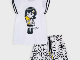 Комплект детский трикотажный для девочек: фуфайка (футболка), шорты