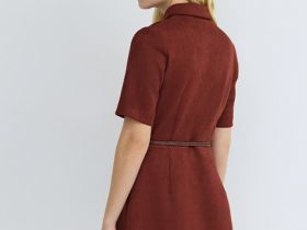 Платье мини из искусственной замши, Оранжевый