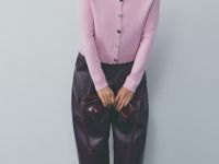 Вязаный кардиган с фигурными пуговицами, Розовый