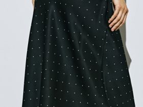 Сатиновая юбка миди А-силуэта, Серый