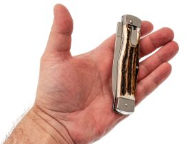 Выкидной нож Mikov Predator, сталь 420, рукоять рог оленя