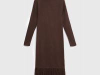 Вязаное платье с бахромой, Коричневый