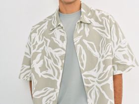 Рубашка с коротким рукавом, Бежевый