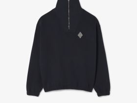 Мужская хлопковая толстовка Lacoste с высоким воротом и застежкой-молнией